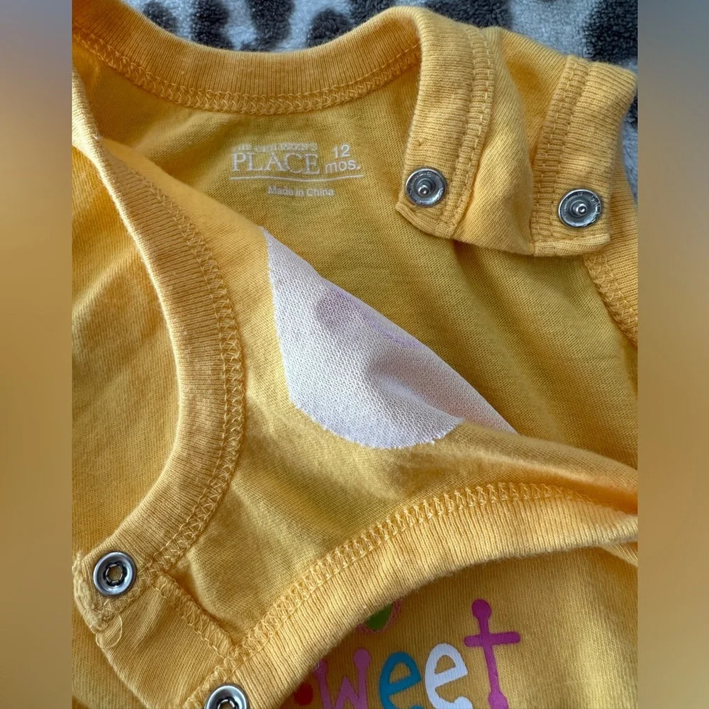 The Children’s Place Graphic Bodysuit Dress in Mango Orange Yellow Size 12 mos